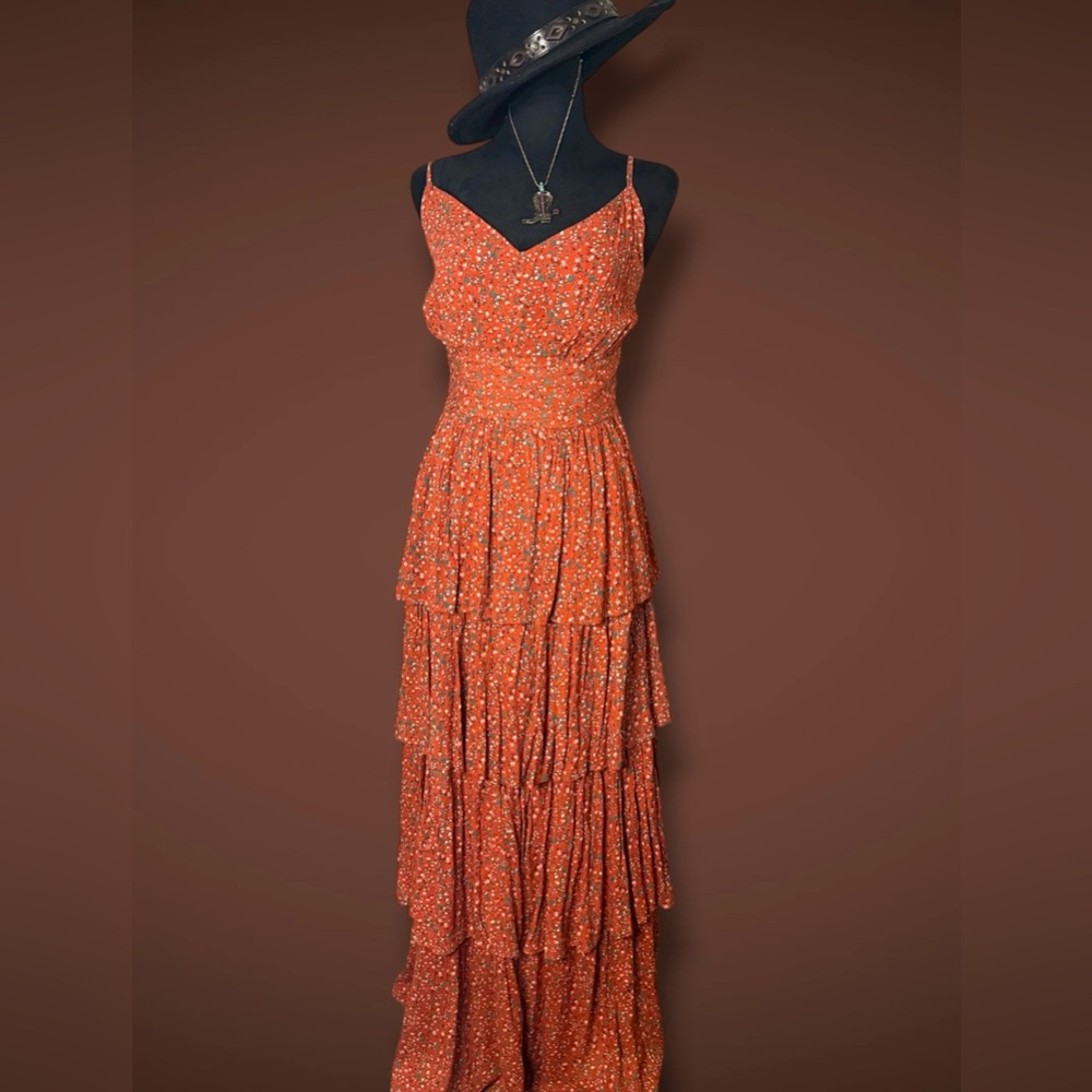 Tiered Maxi Dress by Rock n Roll Denim - Burnt Orange